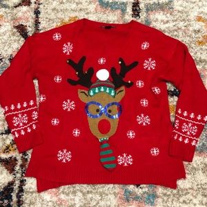 Holiday ugly Christmas sweater with bells
